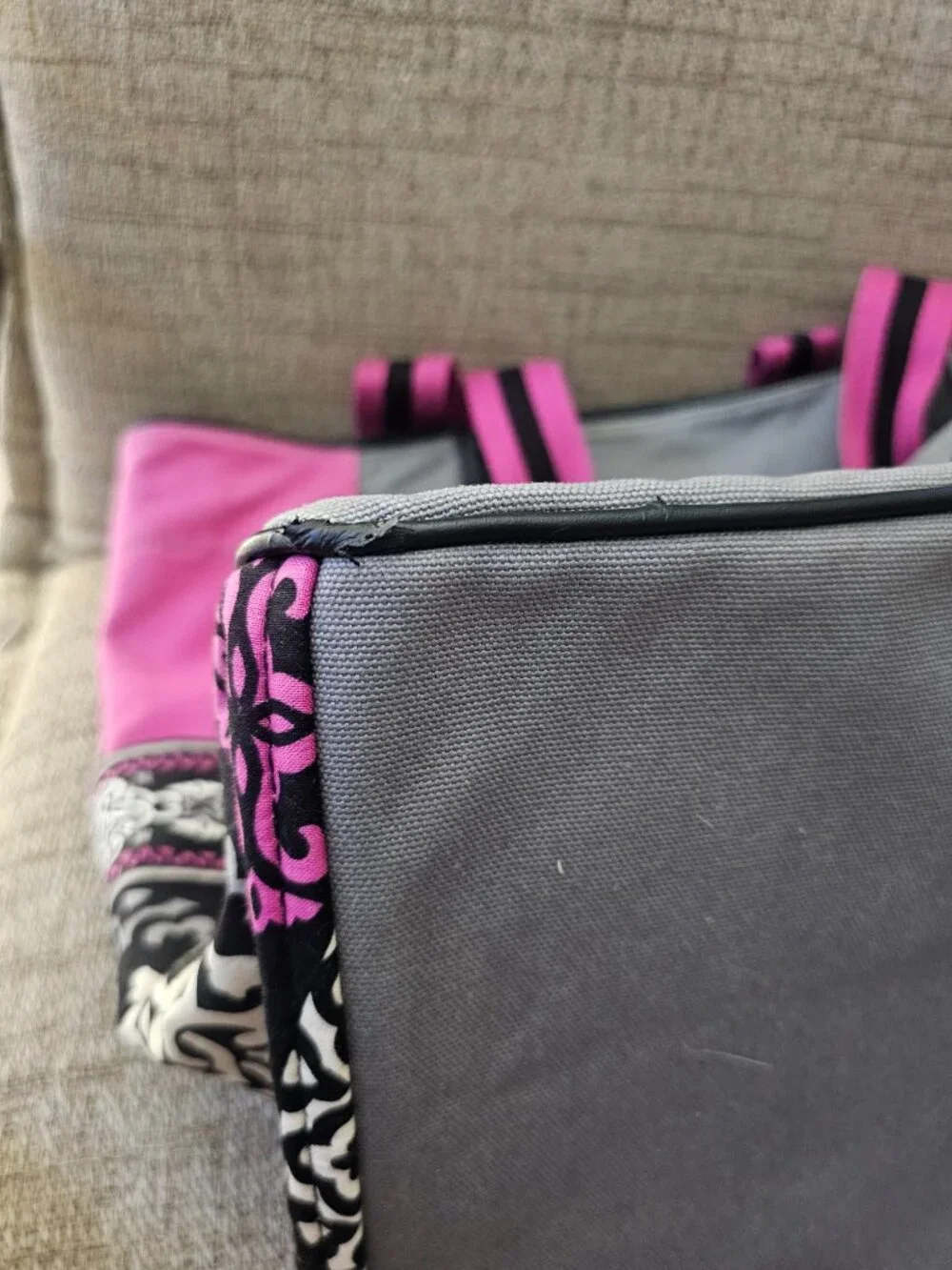 🩷🩶 Vera Bradley Large Beach Tote Bag – Canterbury Magenta Print 🩶🩷